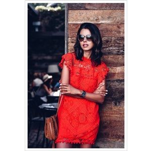 Tularosa Red Mini Crochet Dress Sz S